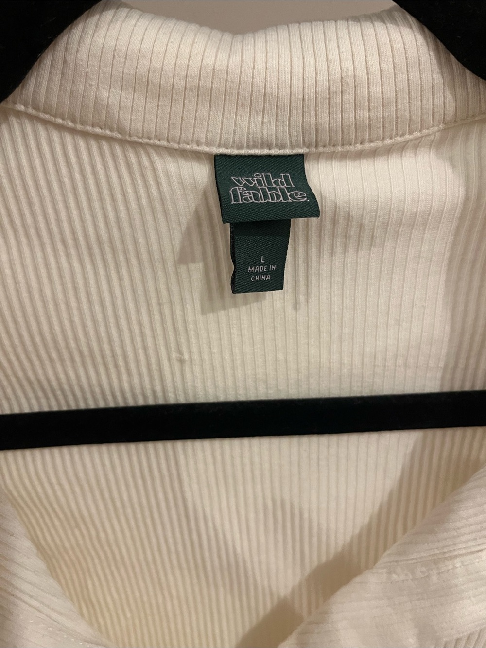 Wild Fable Cream Ribbed Cropped Button-Up Top - Picture 2 of 2